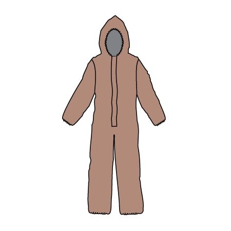 Kappler Disposable Coverallss, Hooded, L/XL, Elastic Wrist, Elastic Ankle, Heat Sealed/Taped Seam, Tan Z3H428TNLGXL